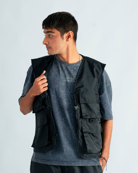 Black Parachute Utility Vest- UNISEX