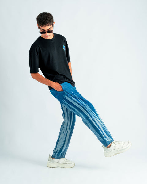 Denim White Streak Trouser - Relaxed Fit- UNISEX