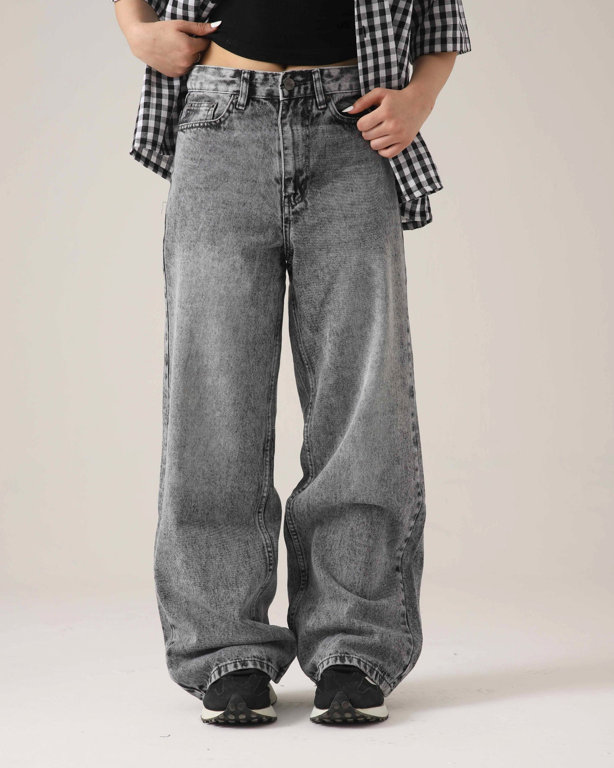 THE GLITCH GREY LOOSE ACID DENIM