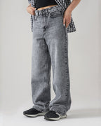 THE GLITCH GREY LOOSE ACID DENIM