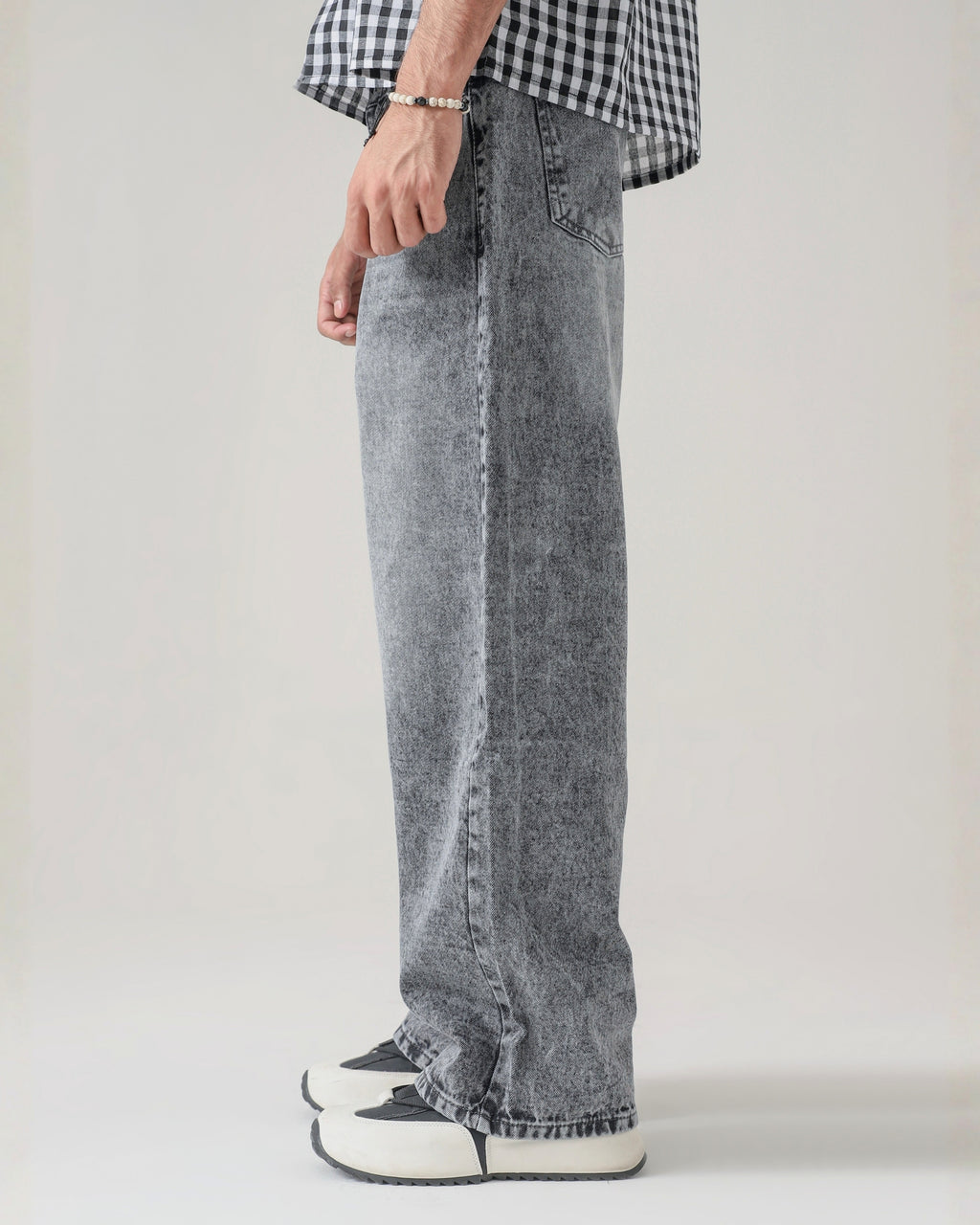 THE GLITCH GREY LOOSE ACID DENIM