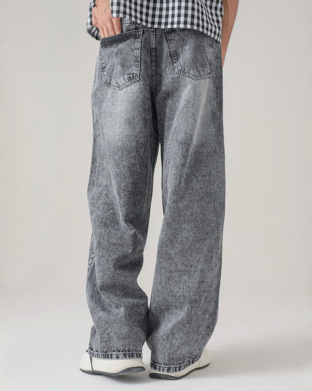 THE GLITCH GREY LOOSE ACID DENIM
