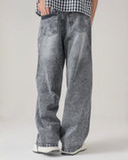 THE GLITCH GREY LOOSE ACID DENIM
