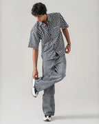 THE GLITCH GREY LOOSE ACID DENIM