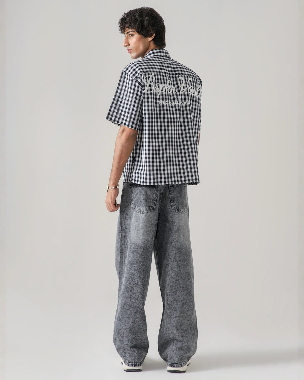 THE GLITCH GREY LOOSE ACID DENIM