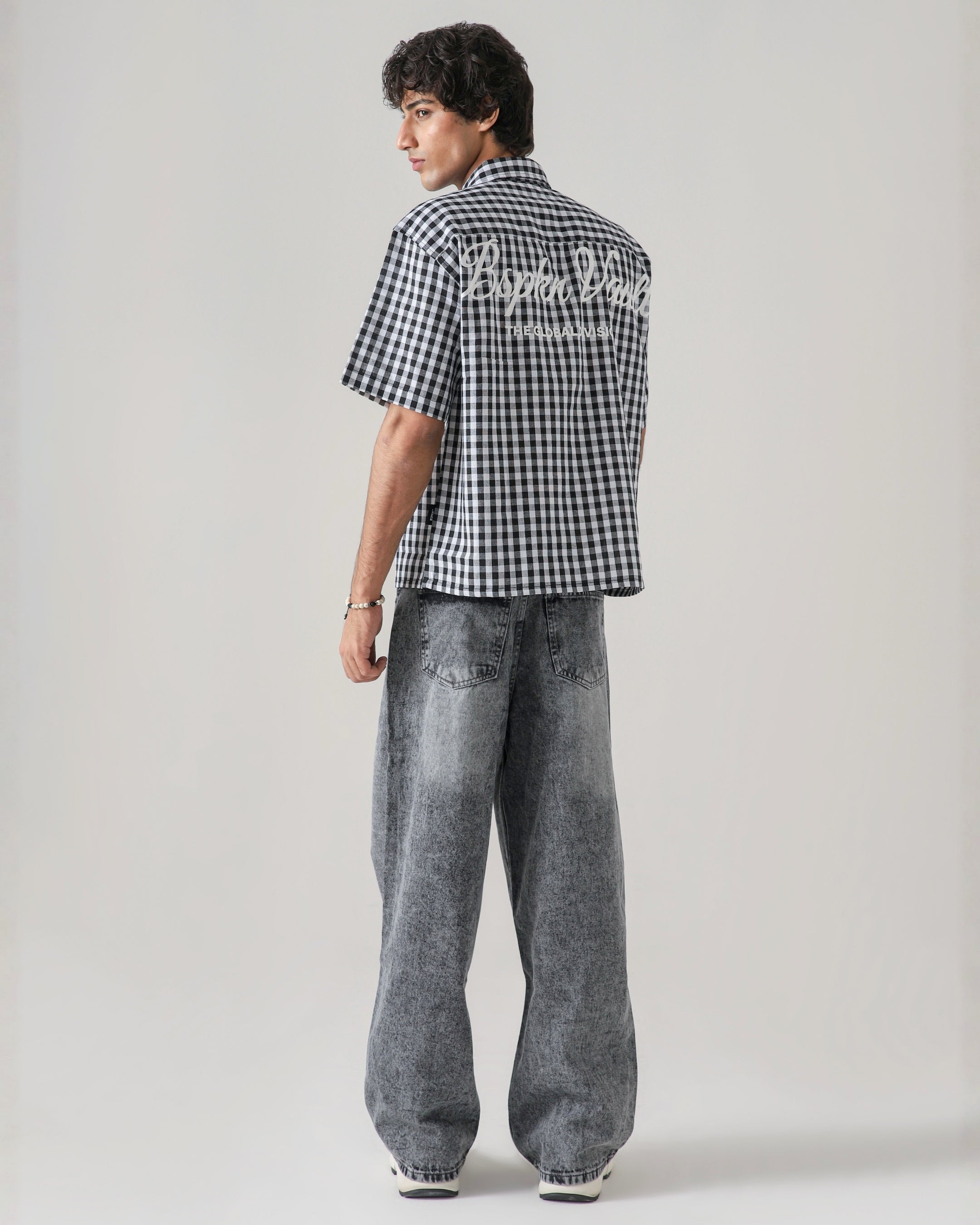 THE GLITCH GREY LOOSE ACID DENIM