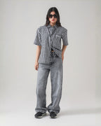 THE GLITCH GREY LOOSE ACID DENIM