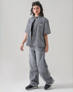 THE GLITCH GREY LOOSE ACID DENIM