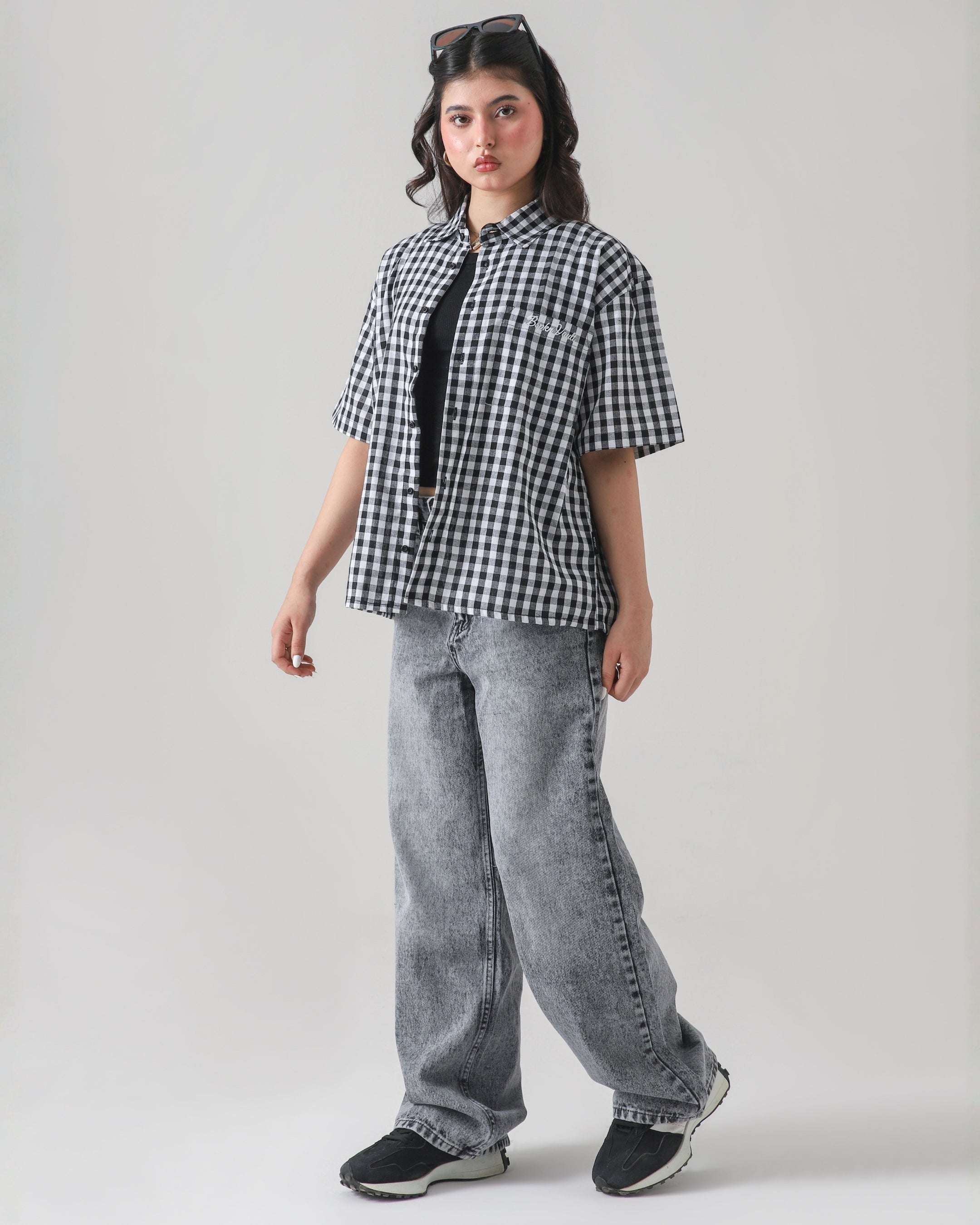 THE GLITCH GREY LOOSE ACID DENIM