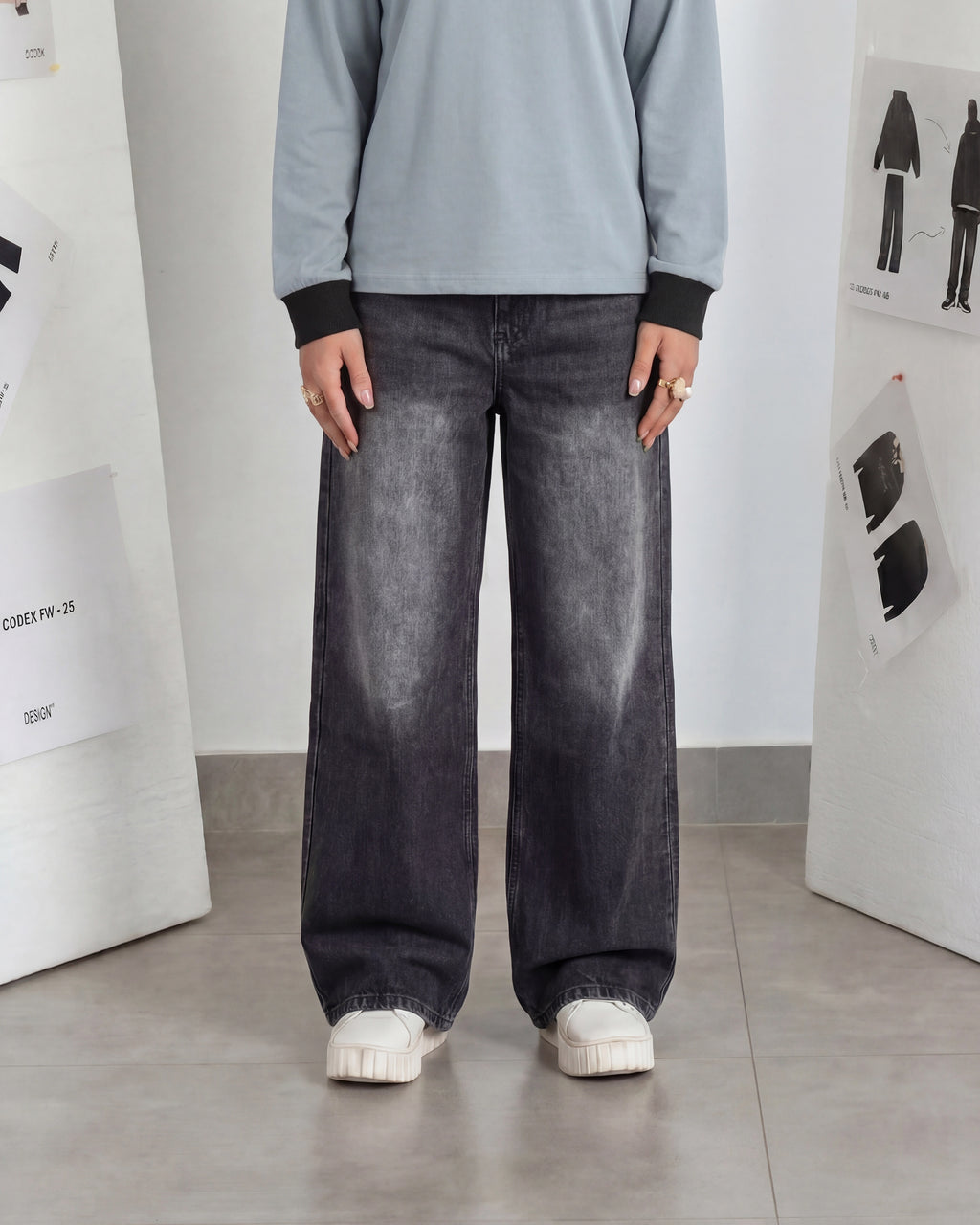 Mid-Grey Baggy Denim - Loose Fit - UNISEX