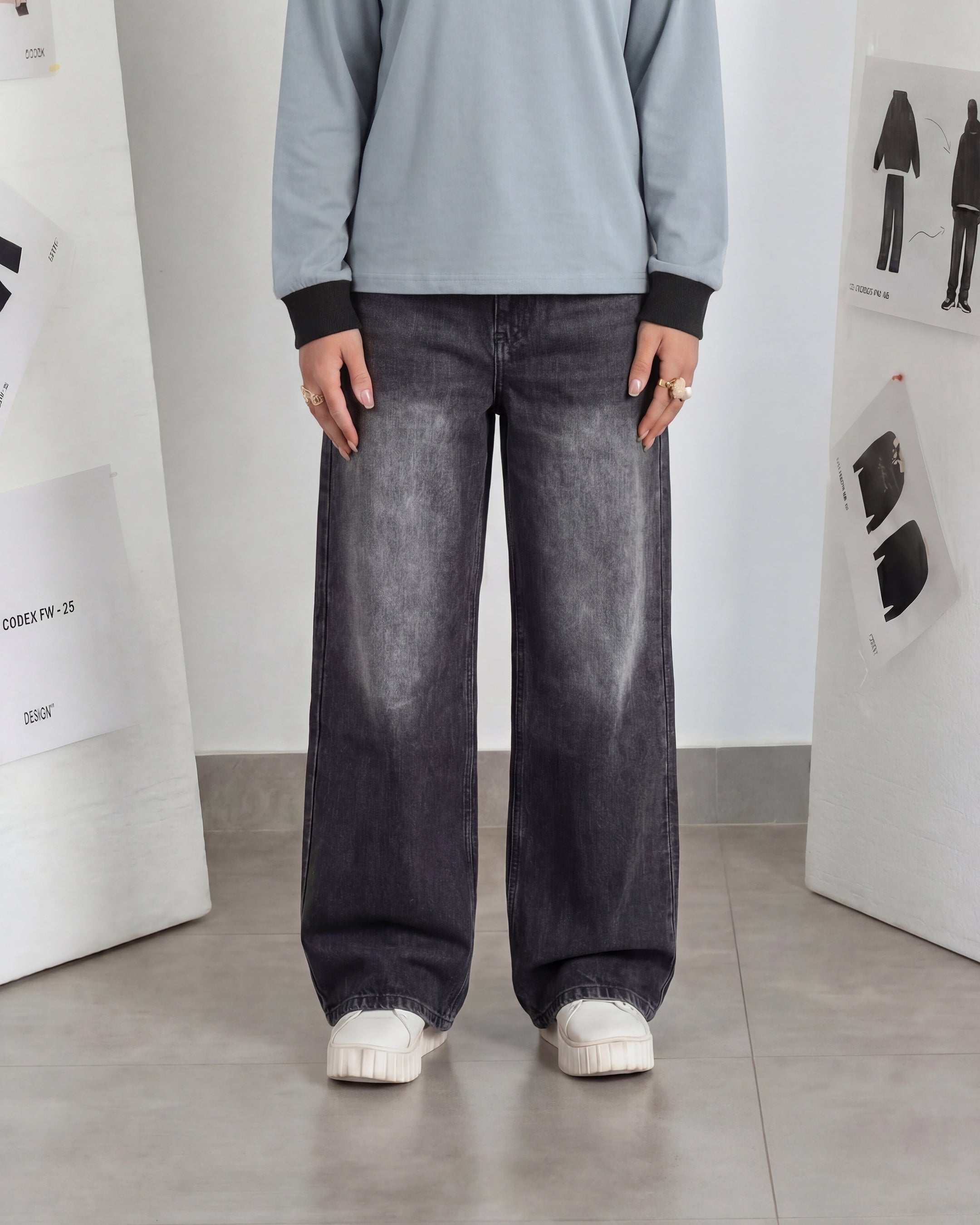 Mid-Grey Baggy Denim - Loose Fit - UNISEX