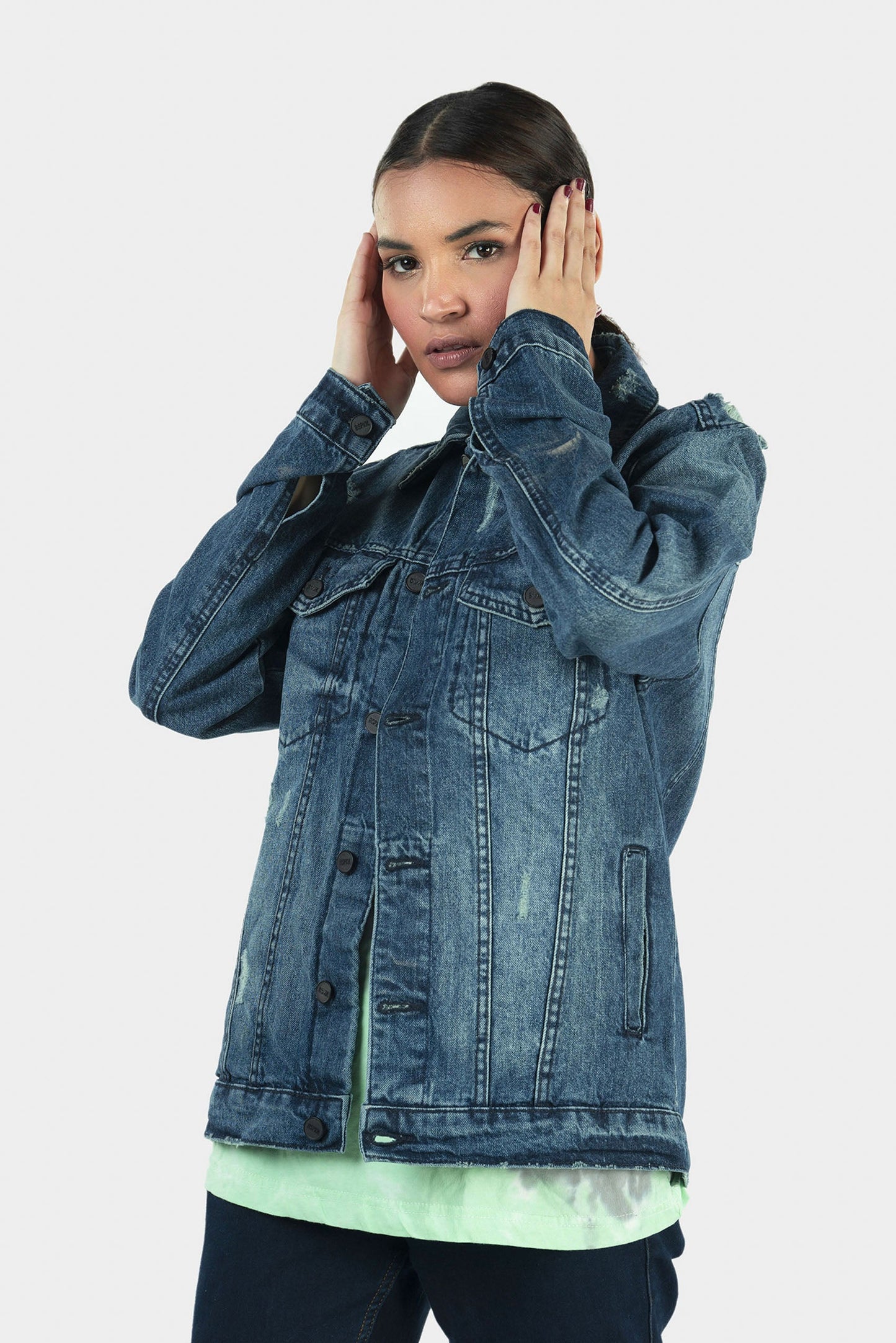 DISTRESSED INDIGO JACKET- UNISEX