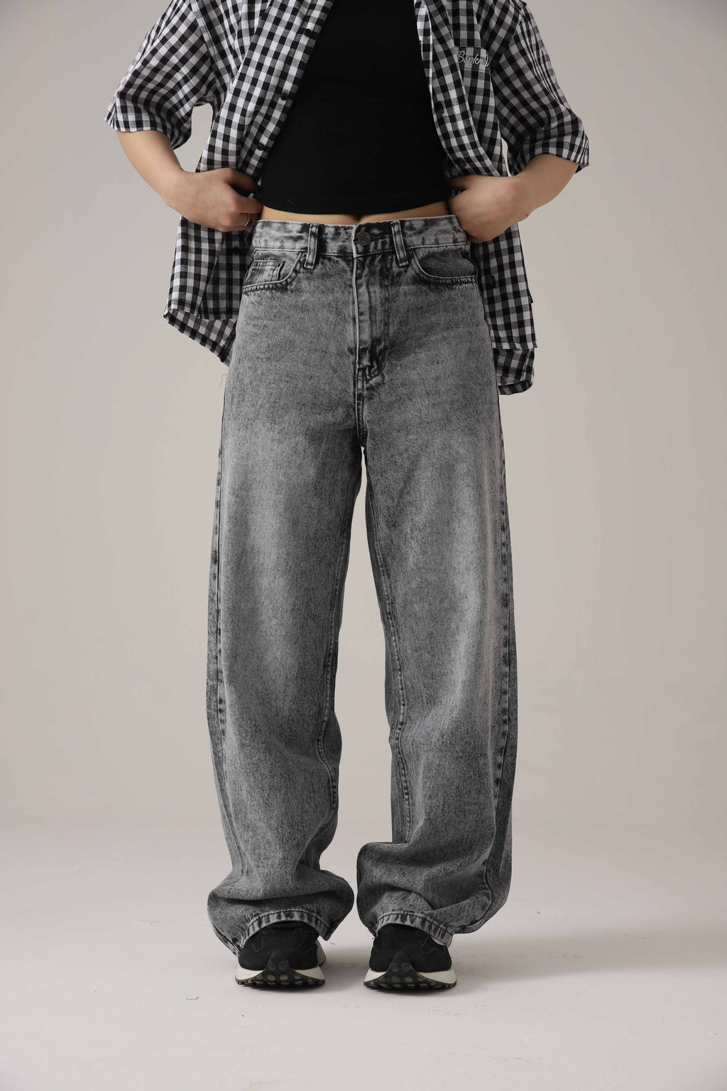 The Glitch Grey Loose Acid Denim