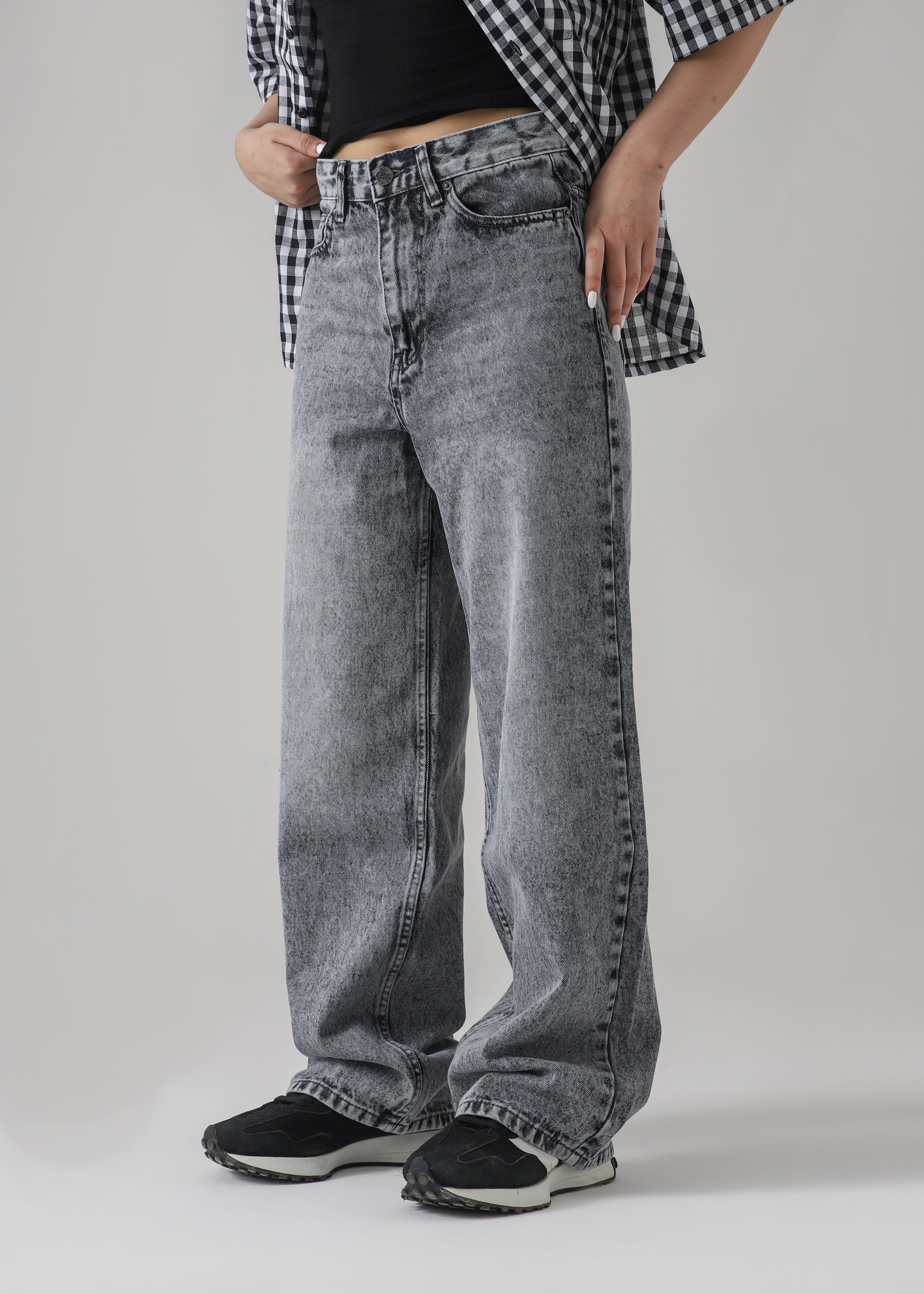 The Glitch Grey Loose Acid Denim