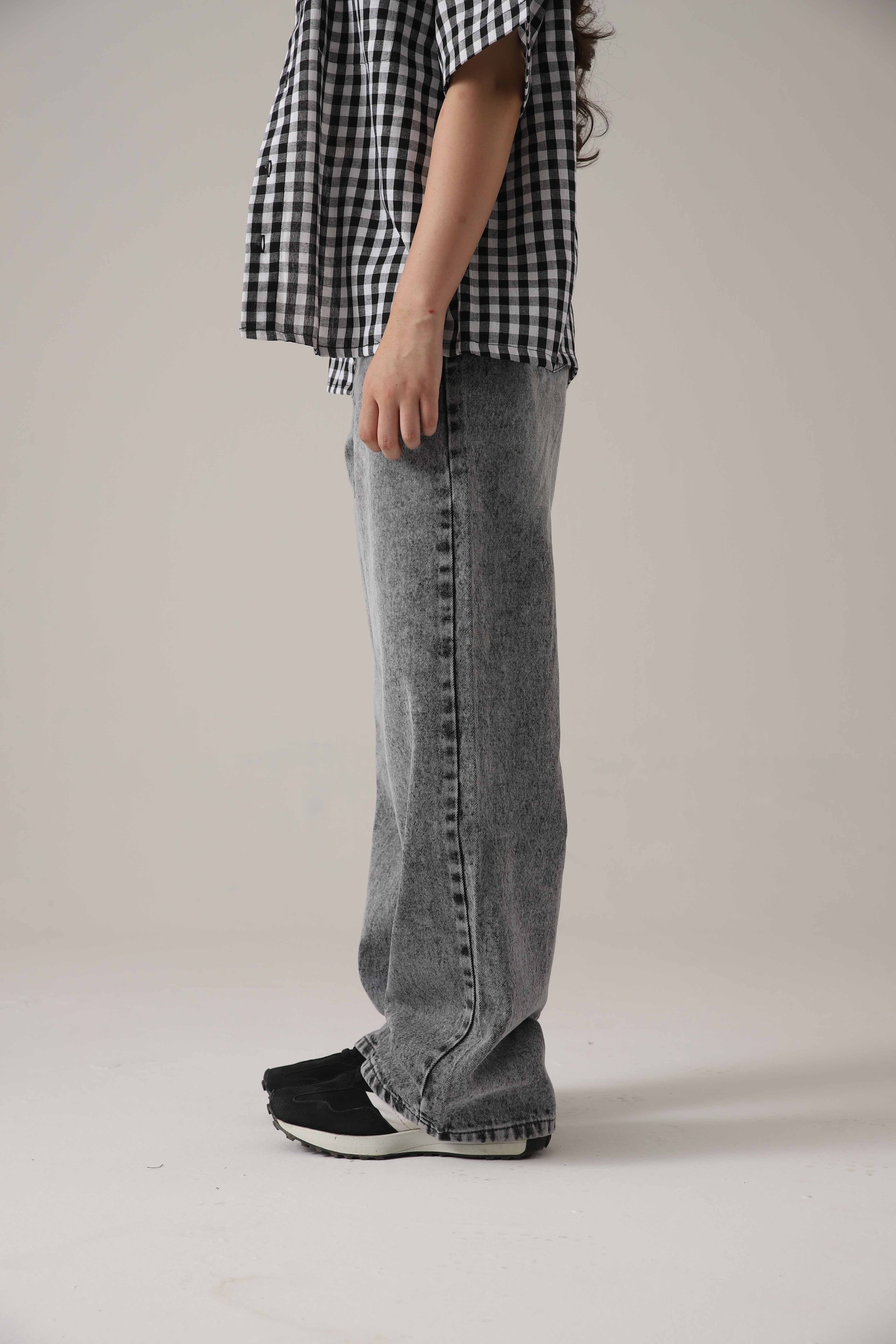 The Glitch Grey Loose Acid Denim