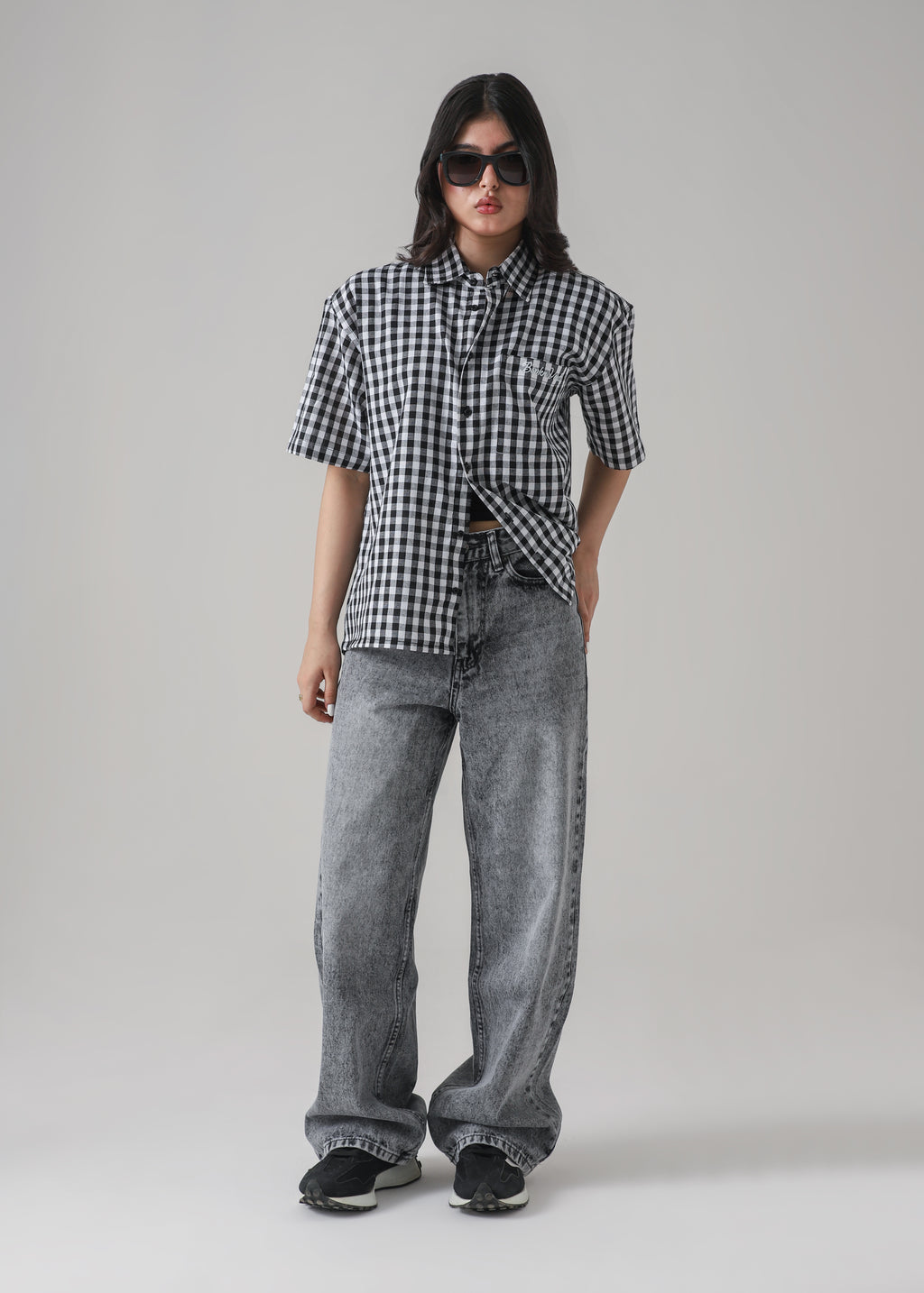 The Glitch Grey Loose Acid Denim