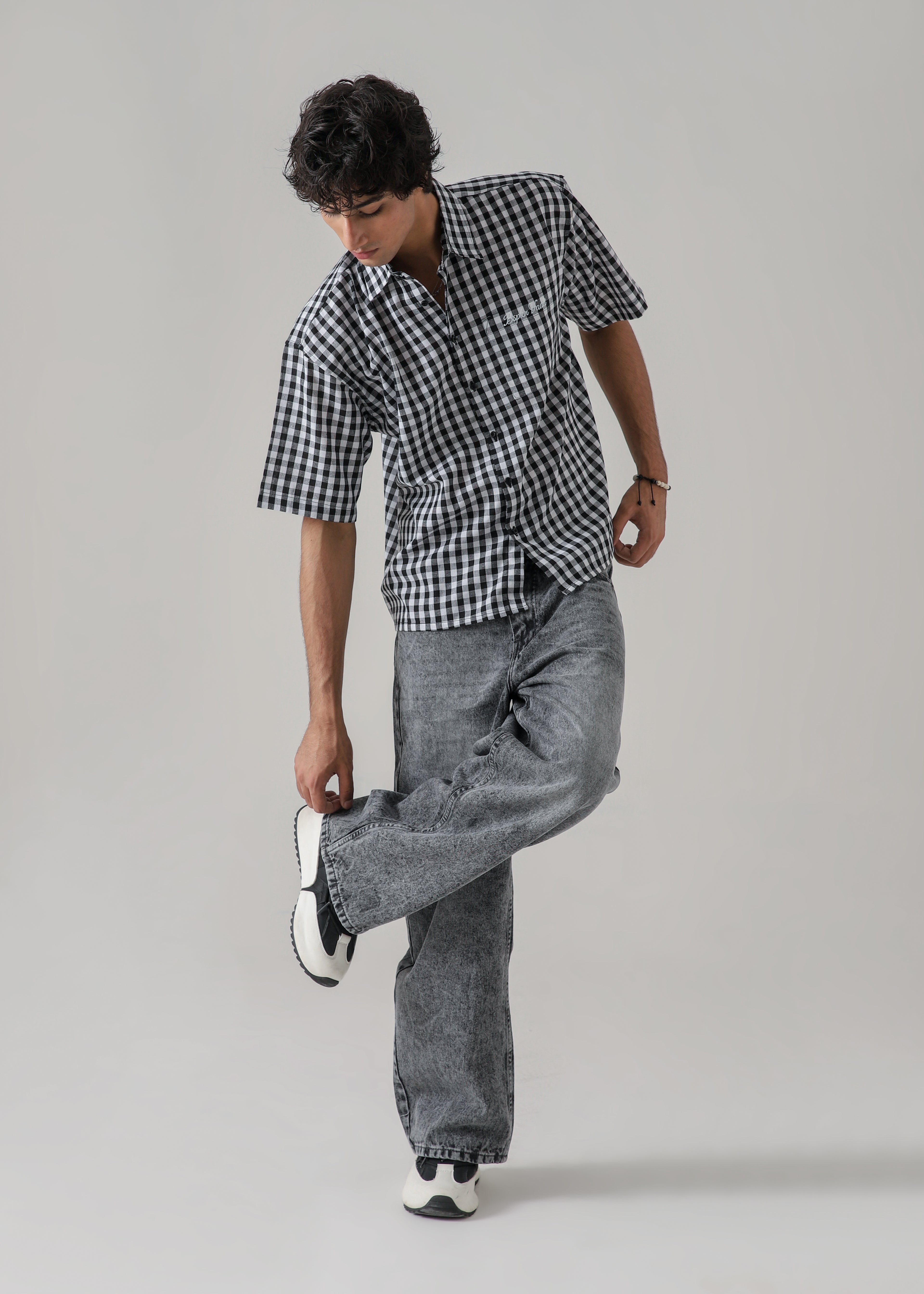 The Glitch Grey Loose Acid Denim
