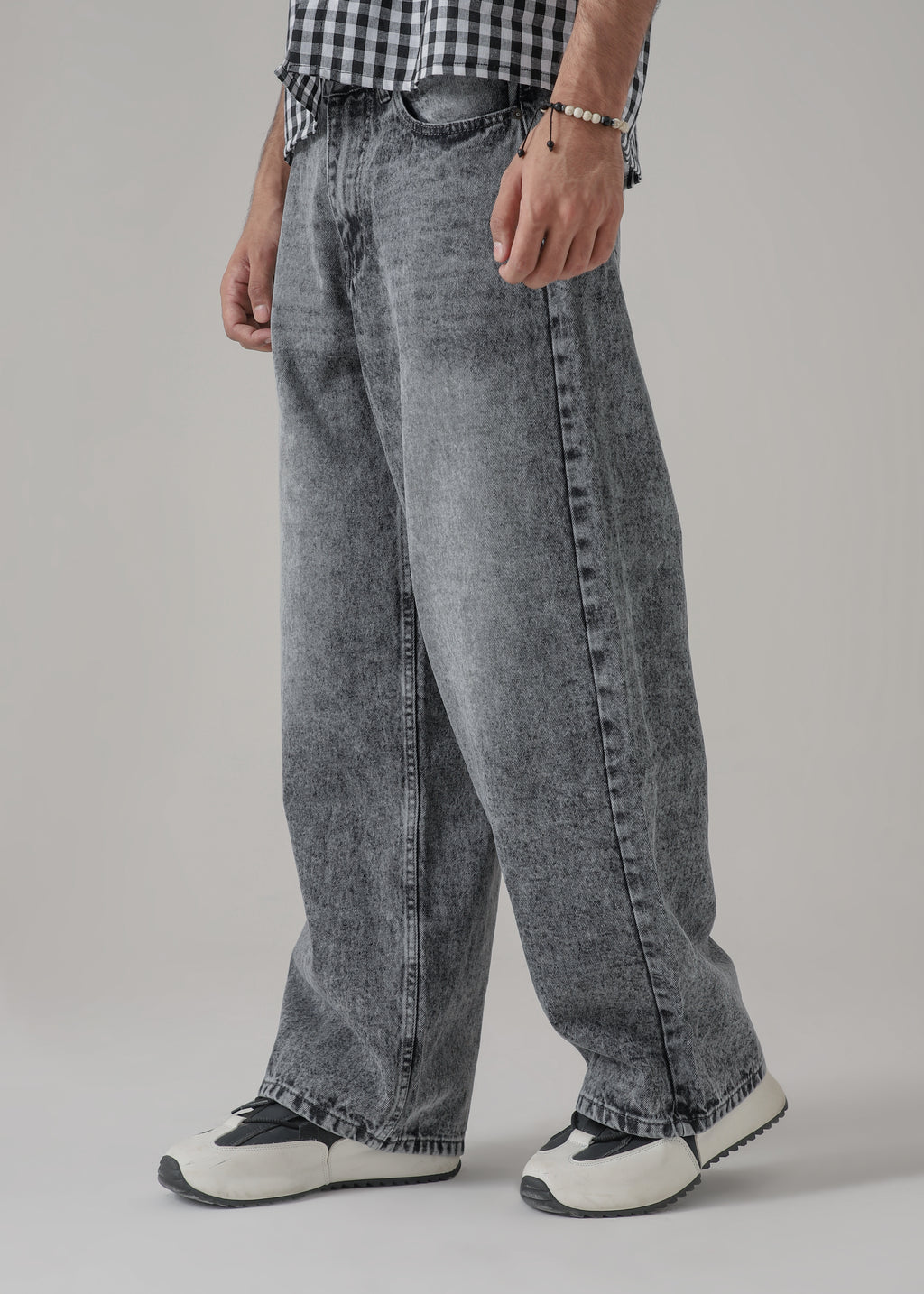 The Glitch Grey Loose Acid Denim