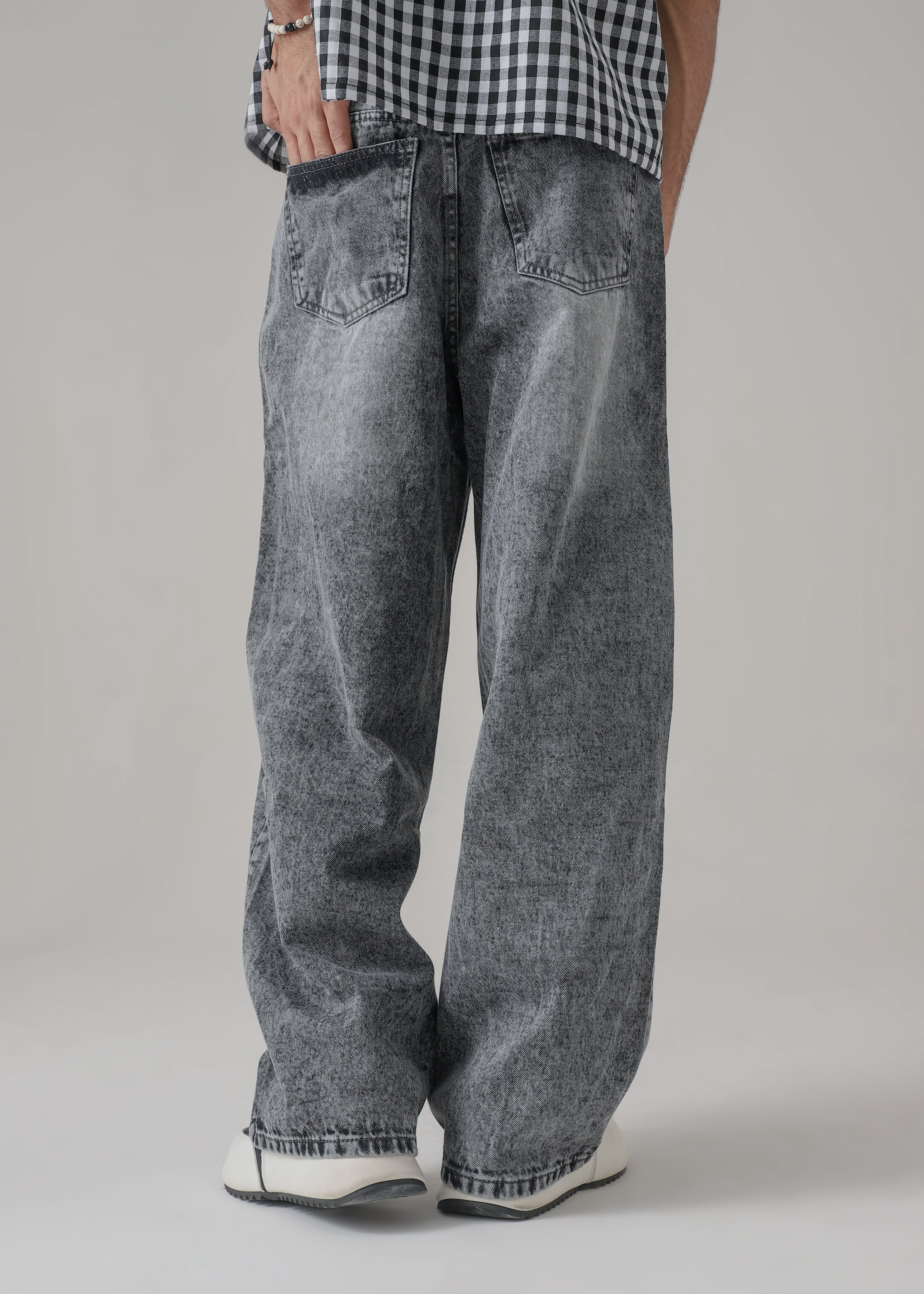 The Glitch Grey Loose Acid Denim