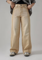 Trail Stripe Beige Loose Denim
