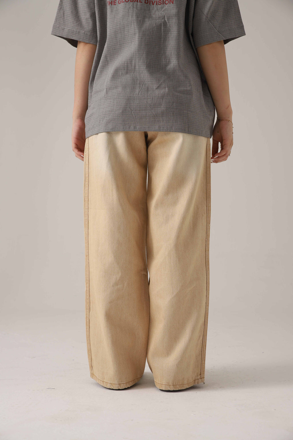 Trail Stripe Beige Loose Denim
