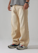 Trail Stripe Beige Loose Denim