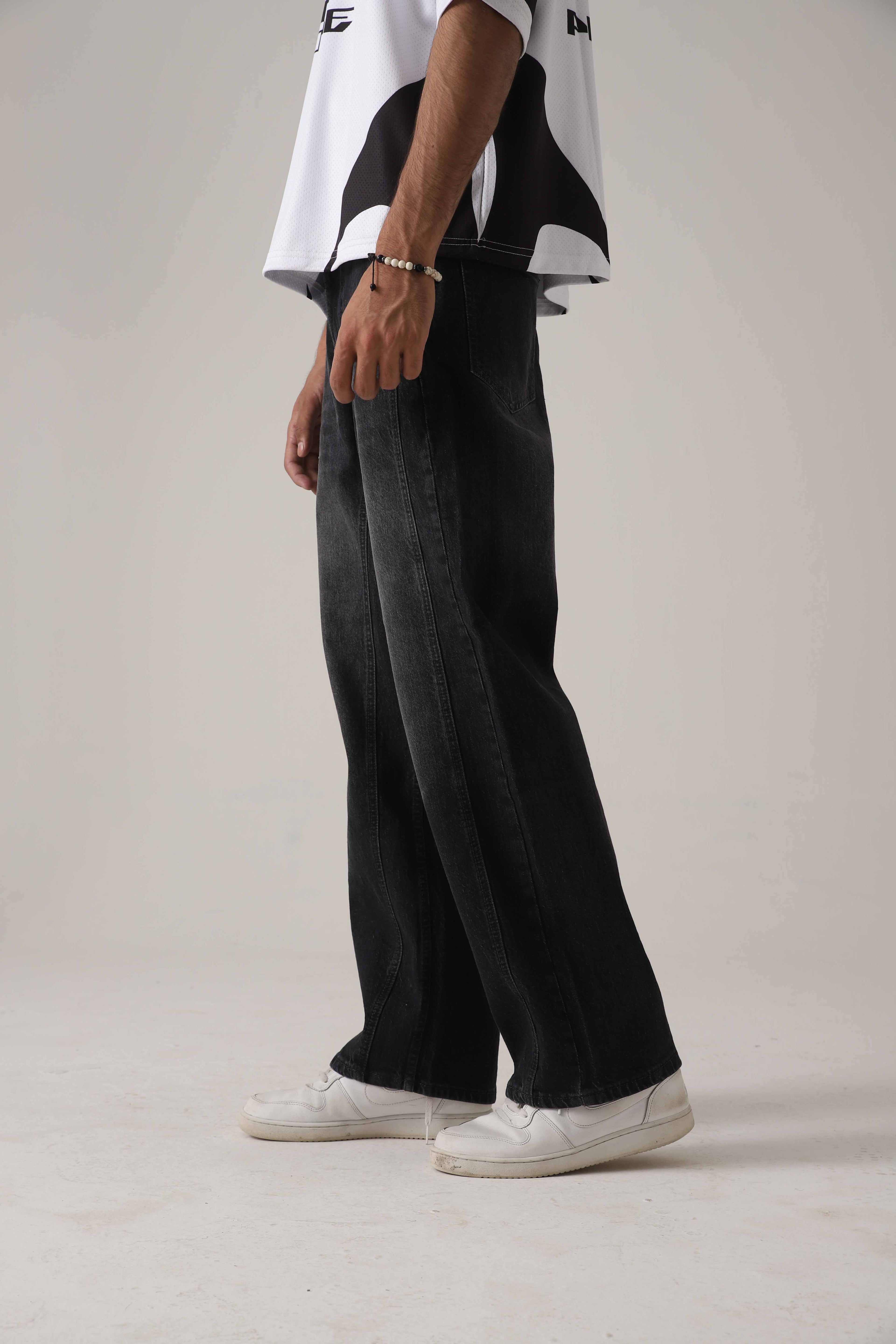 The Shadow Rail Black Loose Denim