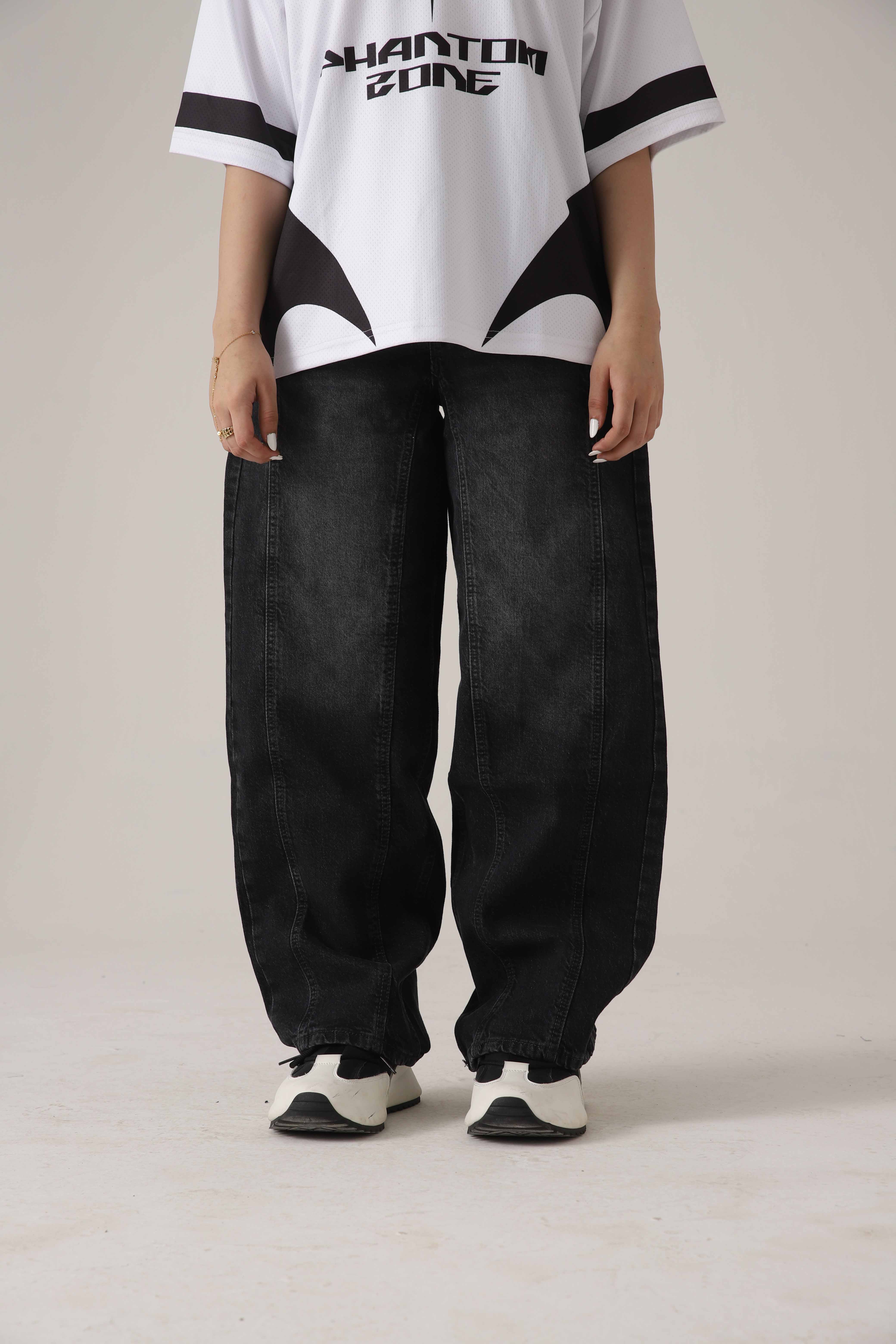 The Shadow Rail Black Loose Denim Main image