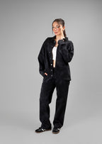 Black Acid Wash Cuban Shirt // UNISEX