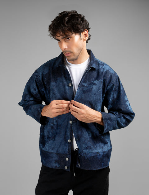 Indigo Acid Wash Denim Overshirt // UNISEX