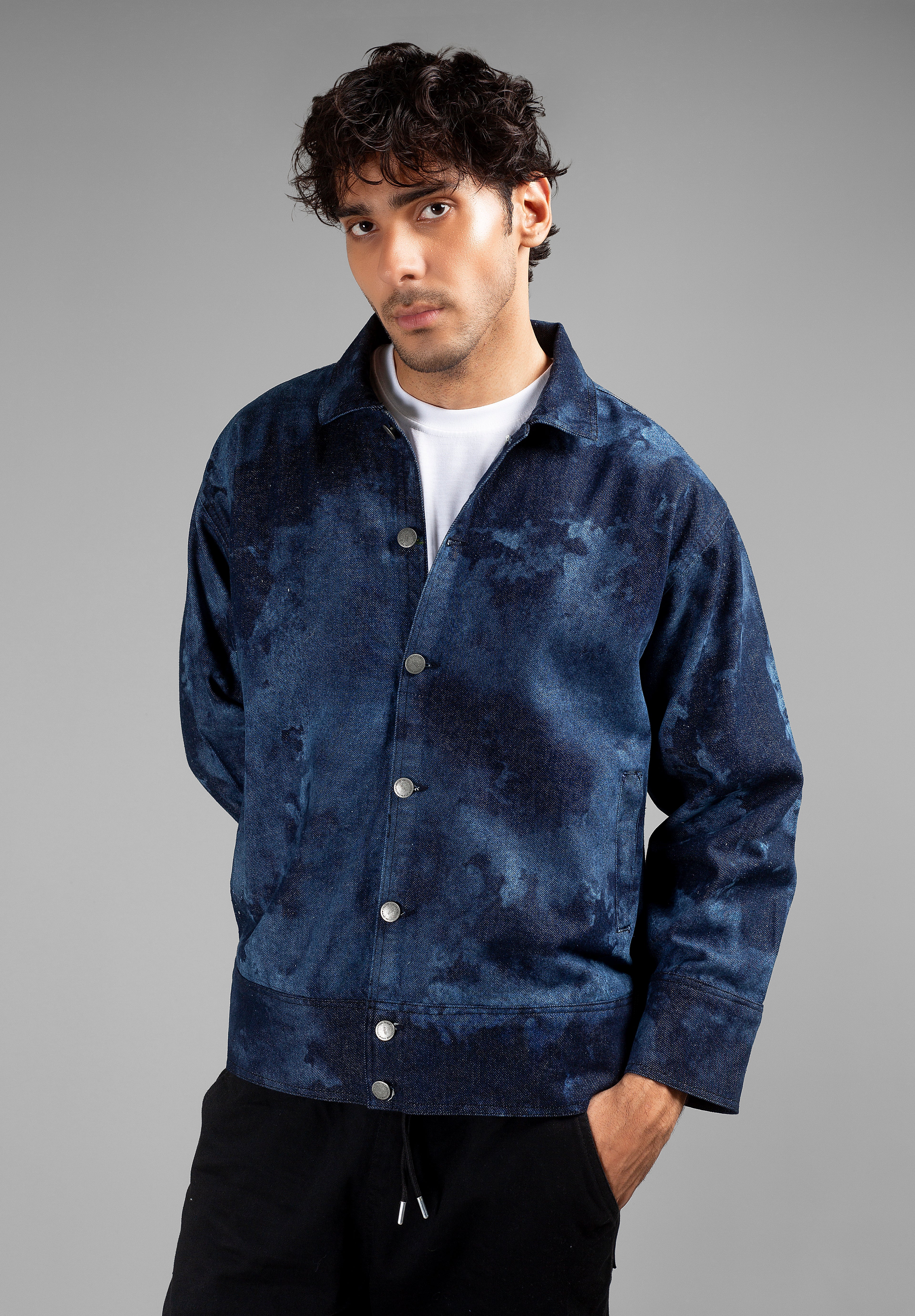 Indigo Acid Wash Denim Overshirt // UNISEX Main image