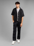 Black Acid Wash Cuban Shirt // UNISEX