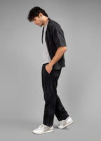 Black Acid Wash Cuban Shirt // UNISEX