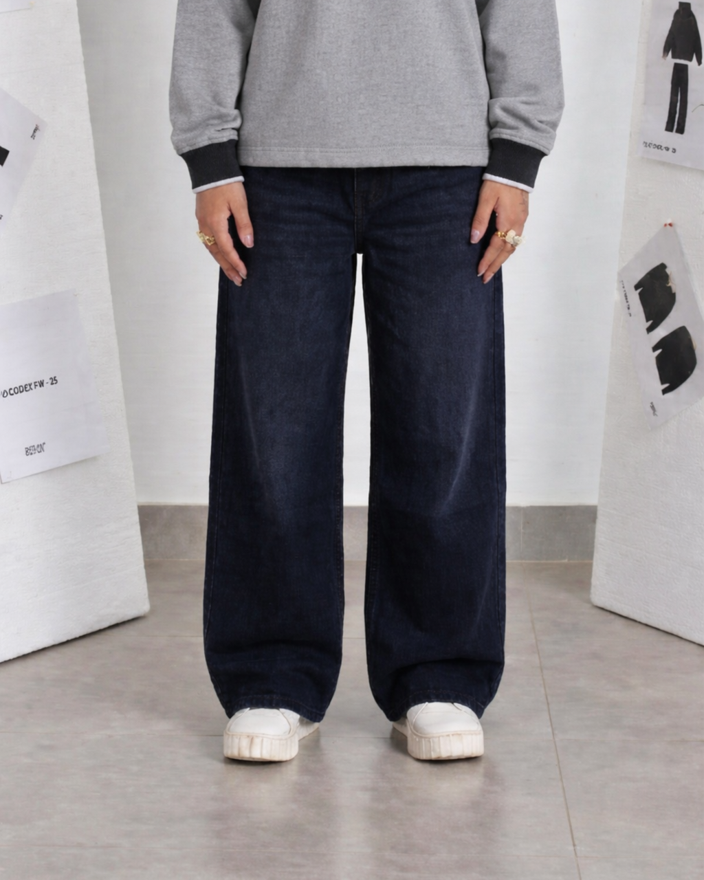 Coated Indigo Denim - Loose Fit - UNISEX