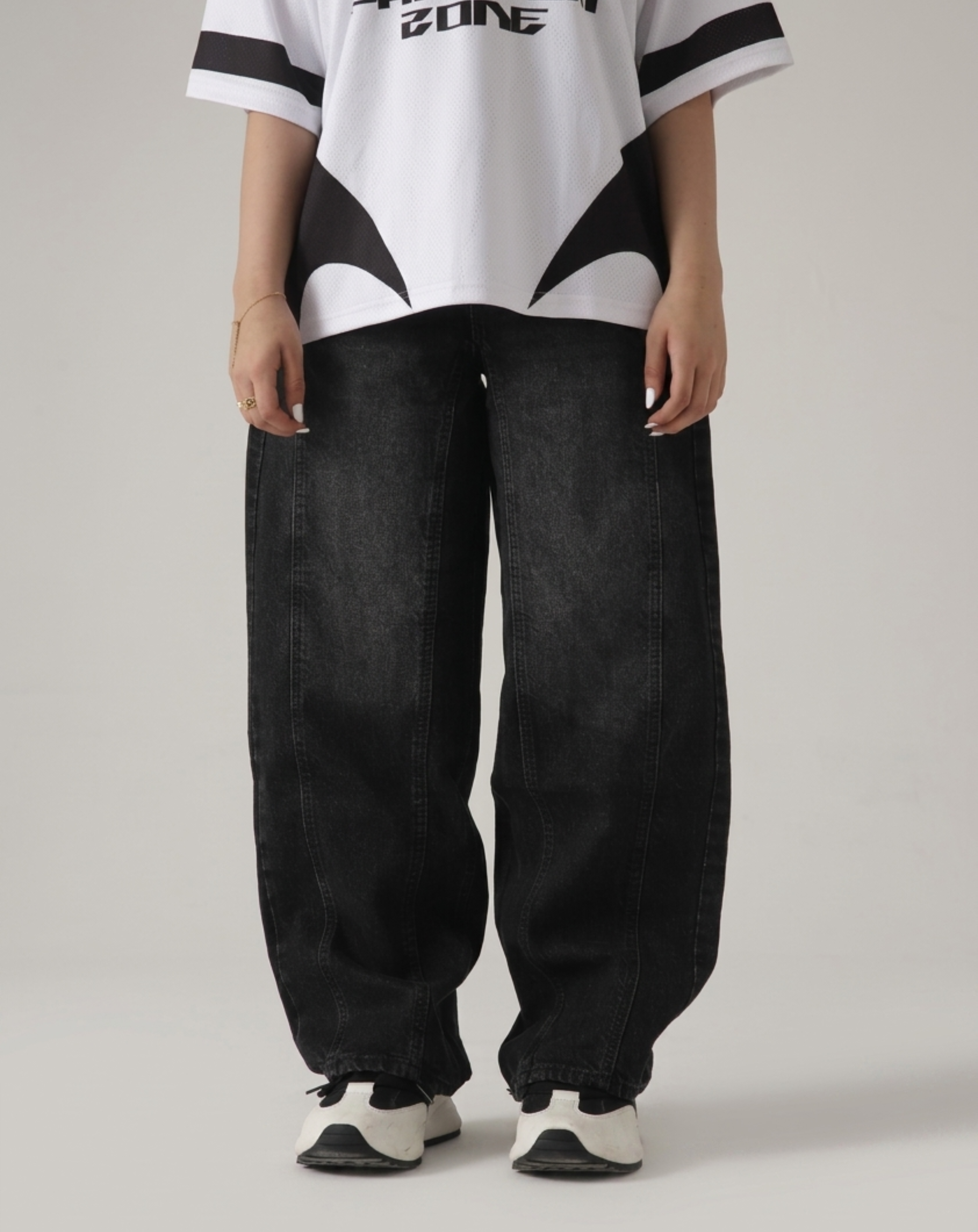 The Shadow Rail Black Loose Denim Main image